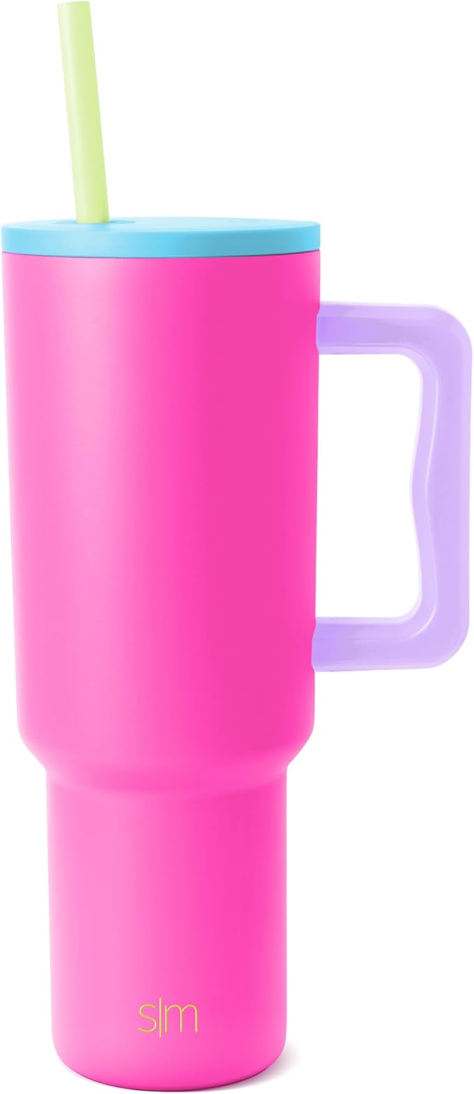 Simple Modern 40 oz Trek Tumbler with Handle and Straw Lid | Cup Holder Friendly Insulated Stainless Steel Travel Mug | 80s Mix SimpleModern