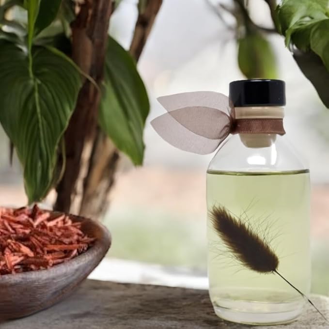 LOVSPA Reed Diffuser Set, Santal (Sandalwood) Scented Oil Diffuser with Sticks, Home Fragrance Accessories for Bathroom Shelf Decor, Aroma Diffusers for Home or Office Fall Decor, USA Made