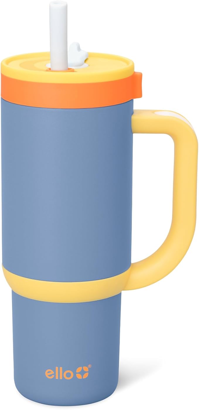Ello Oasis 18oz Stainless Steel Kids Tumbler with Handle & Retracting Straw, 100% Leakproof, Double-Wall Vacuum Insulated, Kids Water Bottle for School, BPA Free, Dishwasher Safe, Lighthouse - Bloomnest