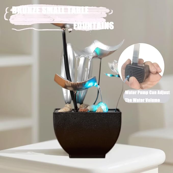Tabletop Fountain Fountain Water Feature for Zen Home Decor: Deep Basin & Natural River Rocks - Zen Relaxation for Office, Living Room Silver - Bloomnest