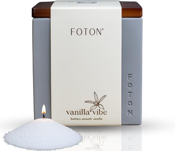 Foton Pearled Candle Le Cube Concrete Vase Set 16 Oz - Vanilla Vibe Scented - Refillable Jar Scented Candle Sand with 15 Wicks - Natural Non-Toxic Decorative Candles for Home - Bloomnest