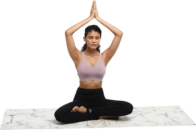 Shakti Warrior Suede yoga mat - Premium Printed Natural Eco-friendly Non-Slip Mat Great for Hot Yoga, Pilates, Workouts (72 inch x 24 inch x 3mm thick) - Bloomnest