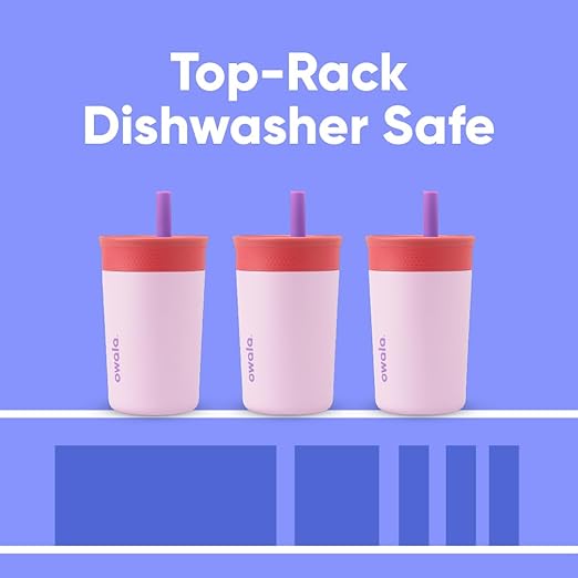 Owala Kids Insulation Stainless Steel Tumbler with Spill Resistant Flexible Straw, Easy to Clean, Kids Water Bottle, Great for Travel, Dishwasher Safe, 12 Oz, Navy and Blue (Home Base) - Bloomnest