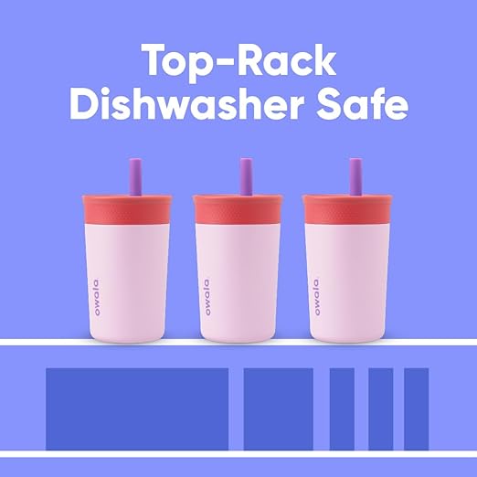 Owala Kids Insulation Stainless Steel Tumbler with Spill Resistant Flexible Straw, Easy to Clean, Kids Water Bottle, Great for Travel, Dishwasher Safe, 12 Oz, Pink and Purple (Lilac Rocket) - Bloomnest