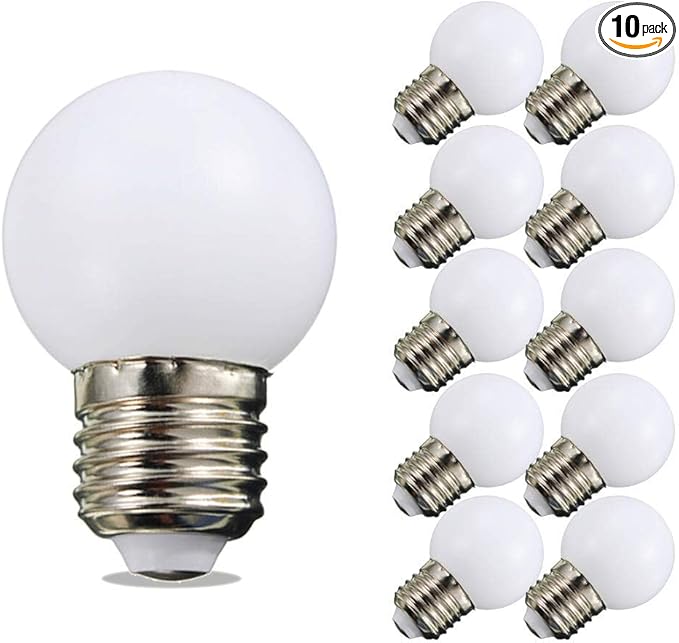 Night Light Bulb 1 Watt LED Low Watt Bulbs E26 E27 Standard Base Daylight White 6000K Not Dimmable G45 Energy Saving Light Bulbs 10W Equivalent for Home Bedroom Courtyard Garden 10Pack - Bloomnest