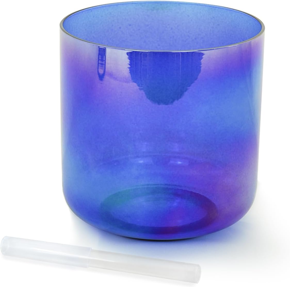 Hye-eun Cosmic Light Clear Crystal Singing Bowl G Note 6 Inch Quartz Sound Throat Chakra Blue Transparent Bowl Mallet & O-ring are Included
