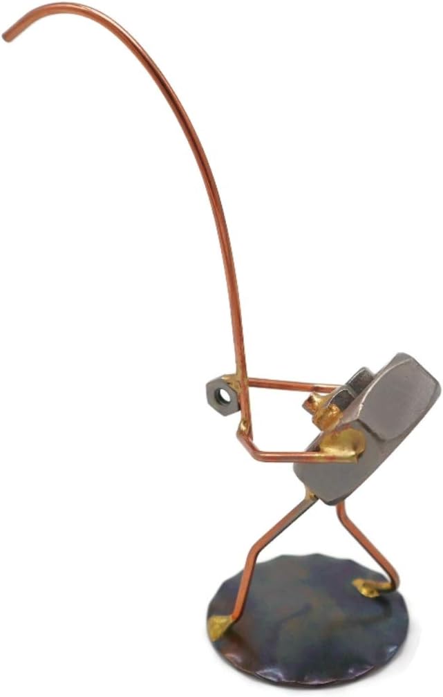 Fishing Nut Collectible Handmade Metal Art Figurine, Desk Accessories, Trophy, Boss Gift, Home Office Décor - Bloomnest