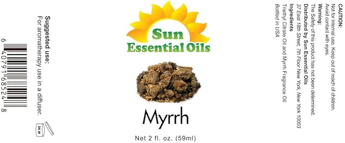 Sun Essential Oils - 2 oz Myhrr Essential Oil for Diffuser, Skin, Face, Hair & Aromatherapy Massage, Fragrance for Candle, Soap, Lotion & Shampoo Making at Home - Bloomnest