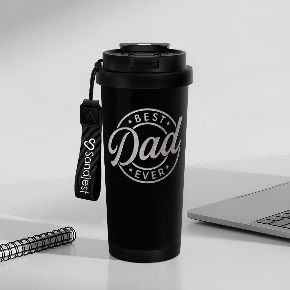 Dad Tumbler from Daughter- Stainless Steel 2-in-1 Lid Coffee Tumbler 18 oz, Best Dad Ever Insulated Travel Mug Gift for Men Husband Dad, Birthday Christmas Father's Day
