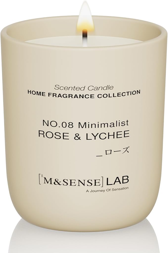 M&SENSE Natural Soy Candle| Rose & Lychee | 5.3 oz | Minimalist Scented Candle for Relaxation, Gifting, Home Décor | for Bedroom, Office, Party Small - Bloomnest