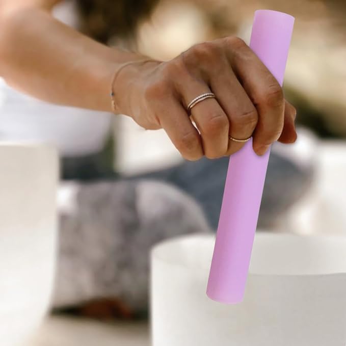 Singing Bowl Mallet Purple Acrylic Rubber Striker Mallet for Playing Quartz Crystal Singing Bowl with Bundle Pocket - Bloomnest