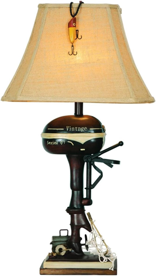 BLACK FOREST DECOR - Vintage Motor Boat Lamp - Nautical Lamp for Cabin, Living Room, Nightstand, Desk, 30" x 16" x 11" - Bloomnest