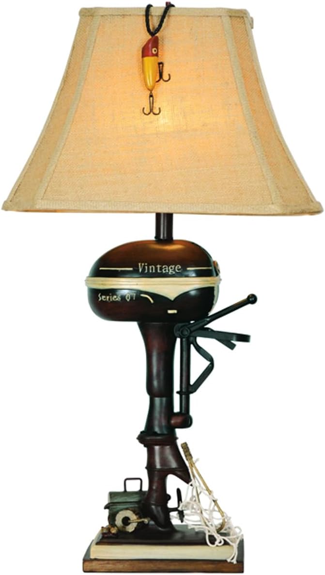 BLACK FOREST DECOR - Vintage Motor Boat Lamp - Nautical Lamp for Cabin, Living Room, Nightstand, Desk, 30" x 16" x 11" - Bloomnest