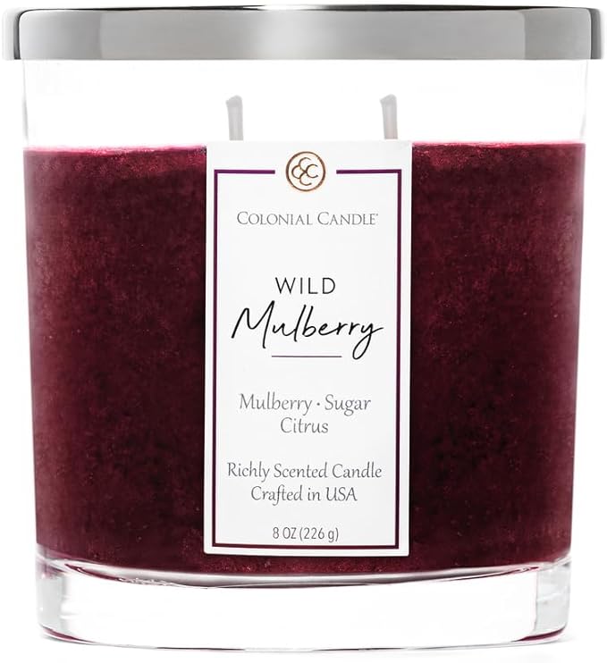 Colonial Candle Wild Mulberry Scented Candle Jar, Highly Fragranced Candles for Home Scented, Mottled Wax Candle, 2 Wick, 8 oz - Made in The USA - Bloomnest