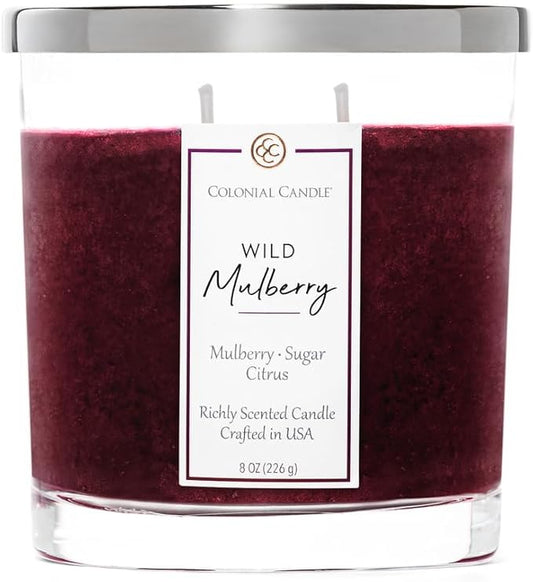 Colonial Candle Wild Mulberry Scented Candle Jar, Highly Fragranced Candles for Home Scented, Mottled Wax Candle, 2 Wick, 8 oz - Made in The USA - Bloomnest