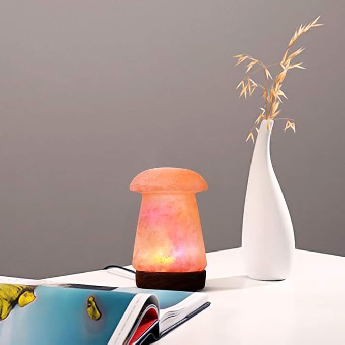 Himalayan Salt Lamp, USB Powered Color Changing Mushroom Shaped Lamp Unique Gift for Home Decore and Relaxation - Bloomnest