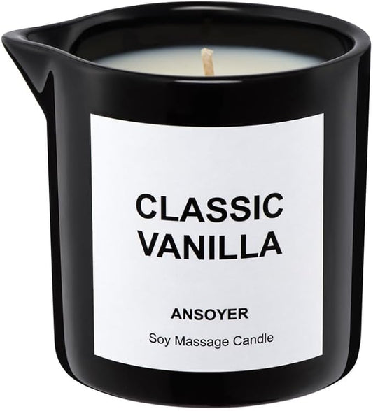 Massage Oil Candle for Men, Ultra Hydrating Body Care with Soybean Oil, Body Oil Candle, 8.1oz, Amazing Gift (Classic Vanilla) - Bloomnest