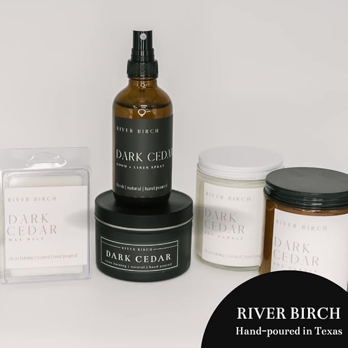 River Birch Candles Cedar Eucalyptus Scented Candle | Premium, All-Natural, Non-Toxic, Soy Candles | 8 oz. Black Matte Tin Travel Candle | Cozy Relaxing Gifts for Home - Bloomnest