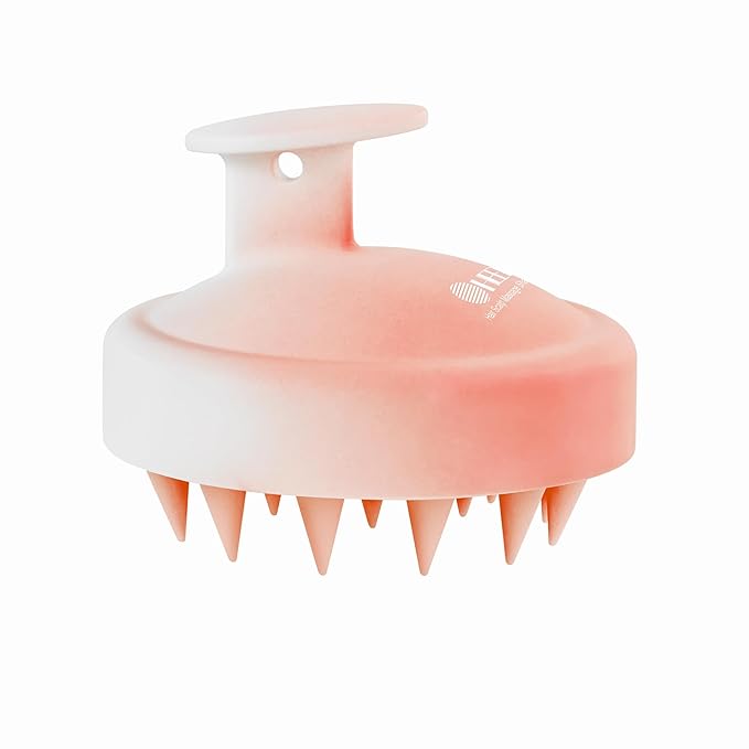HEETA Scalp Massager Hair Growth, Soft Silicone Scalp Scrubber Shampoo Brush for Exfoliation, Dandruff Removal Head Massage Stress Relax, Wet & Dry Use for Thick Thin Curly Hair Care, Gradient Pink HEETA
