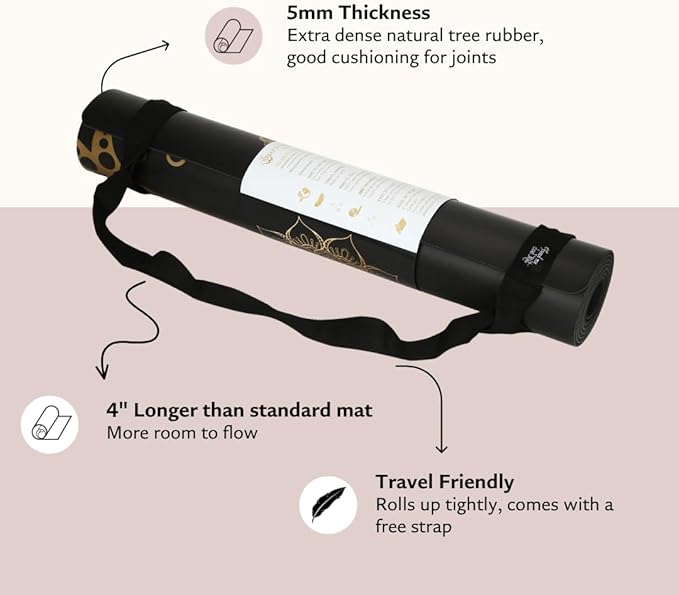 Shakti Warrior Shanti PU Yoga mat - Artist Designed, Premium eco friendly mats, Non Slip, Non Toxic, Great for Regular & Hot Yoga, Pilates and Work out (72 inch x 28 inch x 5mm Thick)k out (72 inch x 28 inch x 5mm Thick)