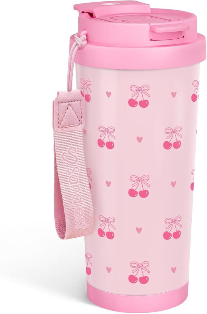 Cherry Tumbler - Stainless Steel 2-in-1 Lid Coffee Tumbler 18 oz, Insulated Travel Mug Gift for Women Girls Teen Mother, Birthday Christmas - Bloomnest