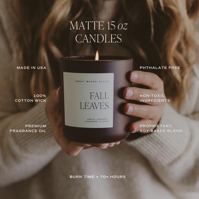 Sweet Water Decor Warm and Cozy Candle, Pine Cinnamon & Fir Scented Winter Candles for Home, Large 15oz Black Jar, 70+ Hour Burn Time, Non-Toxic Soy Blend Wax, Stocking Stuffer, Made in The USA - Bloomnest