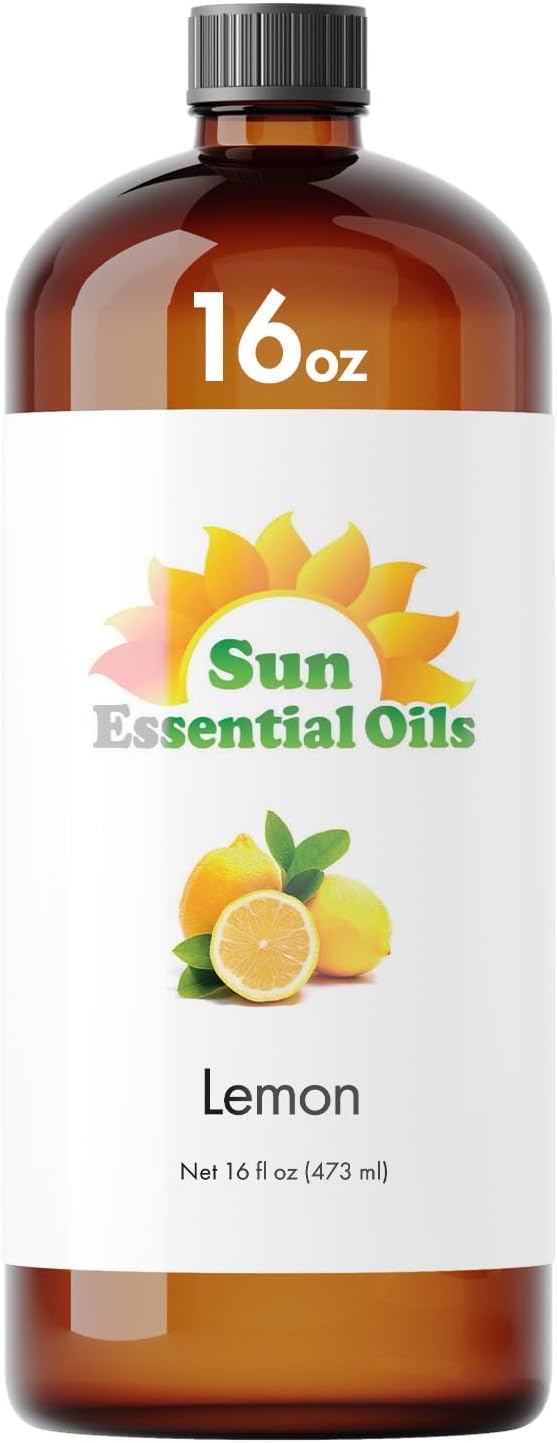 Sun Essential Oils - Lemon Essential Oil 16 oz for Cleaning, Diffuser, Humidifier & Aromatherapy Body Massage, Lemon Fragrance Scent for Home Candle Making - Bloomnest