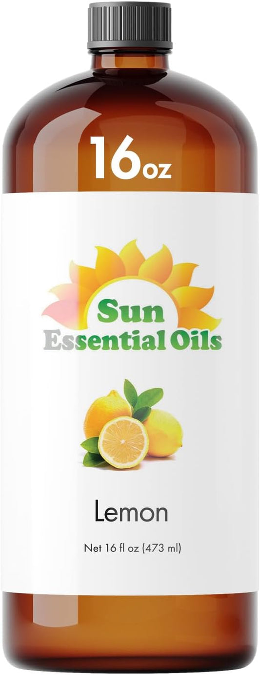 Sun Essential Oils - Lemon Essential Oil 16 oz for Cleaning, Diffuser, Humidifier & Aromatherapy Body Massage, Lemon Fragrance Scent for Home Candle Making - Bloomnest