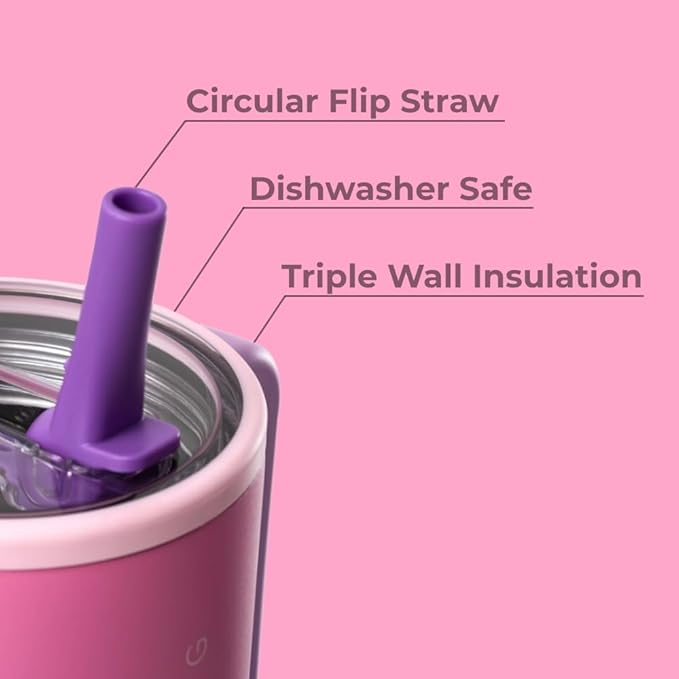 HydroJug Traveler - 40 oz Water Bottle with Handle & Flip Straw - Fits in Cup Holder, Leak Resistant Tumbler-Reusable Insulated Stainless Steel & Rubber Base - Gifts for Women & Men, Pink Sugar - Bloomnest