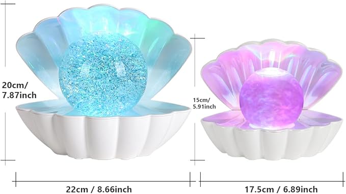 Shell Pearl Beach Themed Night Light, RGB 8 Colors Changing Mood Shell Pearl Lamps, Bedside LED Clamshell Portable Night Lights for Bar (Large White Shell) - Bloomnest