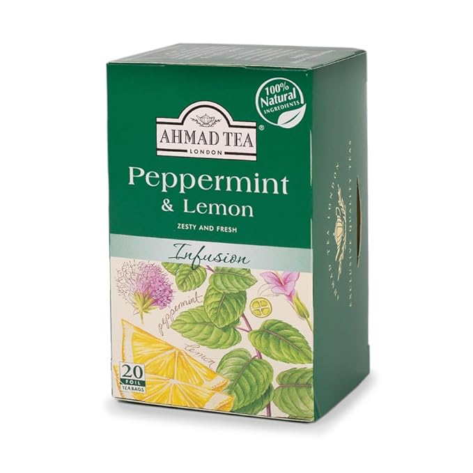 Ahmad Tea - Peppermint & Lemon Tea, 20 ct (Pack of 1) - Decaffeinated & Sugar-Free - Bloomnest