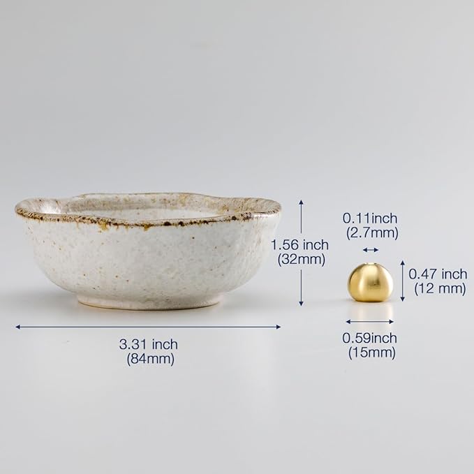 Asayu Japanese Small Mini Incense Holder for Sticks 3.3 inch (83mm), Made in Japan Ceramic Ash Catcher and Brass Incense Burner Set for Yoga, Meditation (Small Pearl Incense Holder) - Bloomnest