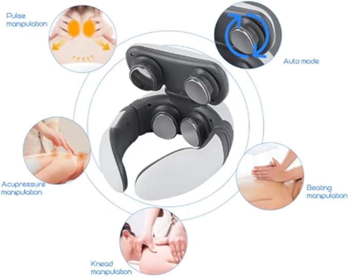 Intelligent Neck Massager 6 Modes 9 Gears TENS Pulse Heating Cervical Massager (Pink)