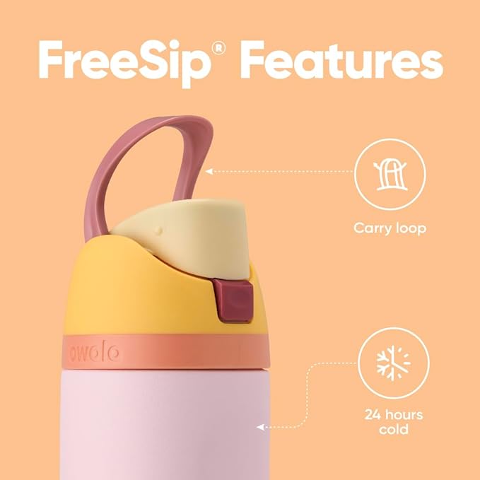 Owala FreeSip Insulated Stainless Steel Water Bottle with Straw for Sports and Travel, BPA-Free, 24 Ounce, Candy Store Owala