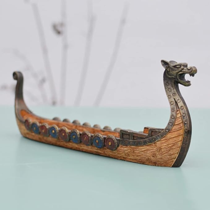 Retro Incense Burners Traditional Chinese Culture Design Dragon Boat Incense Stick Holder Burner Hand Carved Carving Censer Ornaments, Viking Ships Censer Ornaments Collectible Figurines - Bloomnest