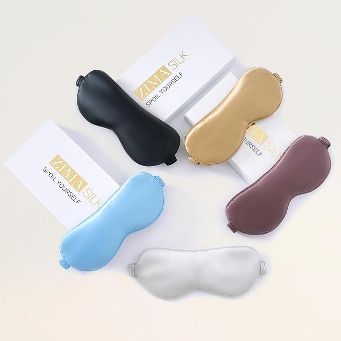 ZIMASILK Adjustable 100% 22 Momme Mulberry Silk Sleep Mask for Sleeping, Filled with Premium Mulberry Silk, Softest & Breathable Eye Sleeping Mask (Beige) - Bloomnest