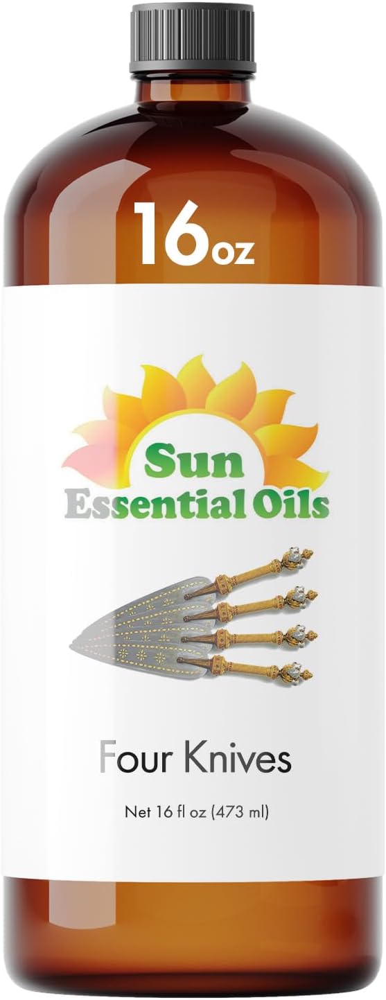 Sun Essential Oils – 16 oz Four Knives Essential Oil Blend with Eucalyptus, Clove, Rosemary, Lemon & Cassia – Spicy Scent for Diffuser, Skin, Candle Making, Cleaning, DIY & More - Bloomnest