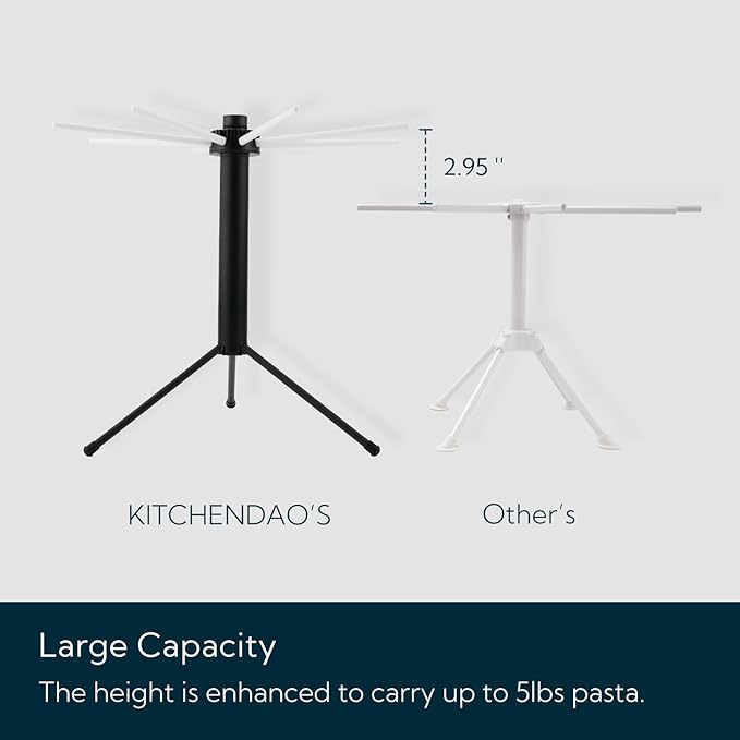 KITCHENDAO Collapsible Pasta Drying Rack, Plastic Foldable Homemade Fresh Spaghetti Noodle Tree Stand Hanger for Kitchen, Detachable for Easy Cleaning, Rotatable Arms, Hold up to 5lbs - Bloomnest