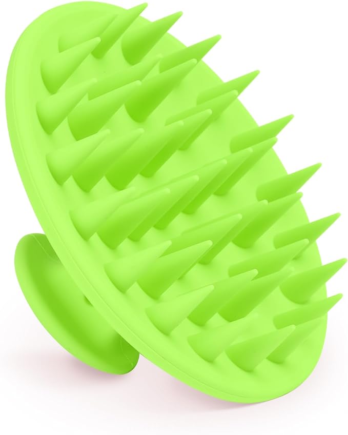 Meartchy Silicone Scalp Massager Shampoo Brush, Scalp Brush for Hair Growth & Dandruff Removal, Hair Scrubber Scalp Stimulator Exfoliator Brush with Soft Bristles for Wet Dry Scalp Care (Green) Meartchy