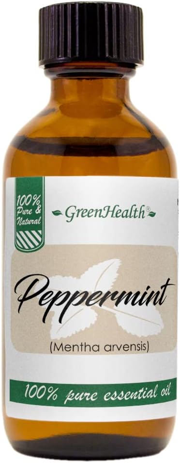 GreenHealth Peppermint Essential Oil – 2 fl oz – 100% Pure & Natural – Strong Menthol Aroma – Steam-Distilled – for Diffusers, Cleaning, DIY, and Aromatherapy Greenals