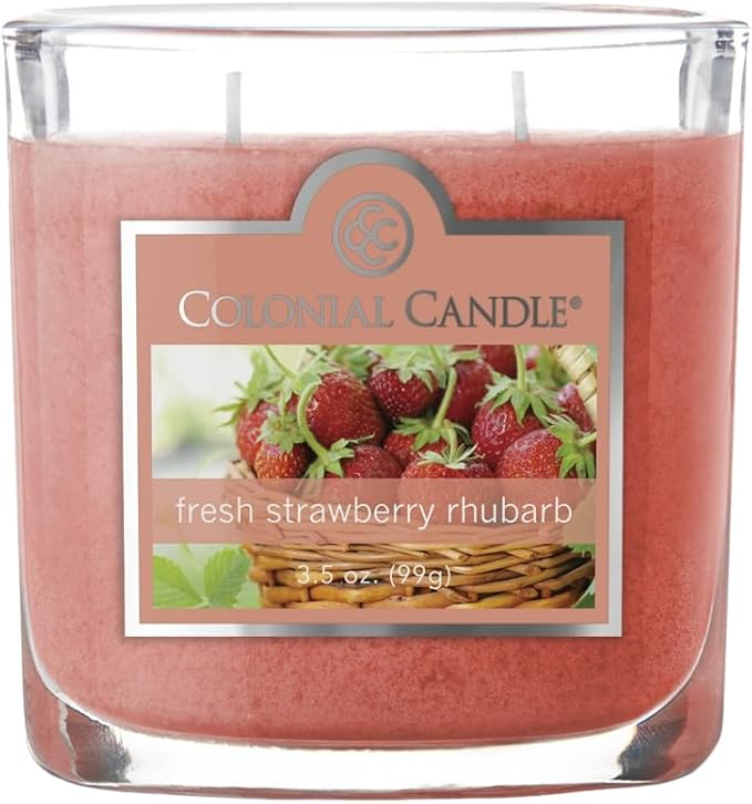Colonial Candle Fresh Strawberry Rhubarb Scented Jar Candle, 2 Wick, 3.5 oz, Mottled Wax Candle - Bloomnest