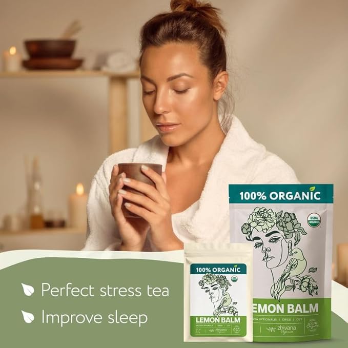Lemon Balm Tea Organic - Lemon Balm Herb Loose Leaf - Melissa Tea, Tolonjil Tea Organic –- Anti-Stress, Sleep, Blood Pressure, Digestion - 4 Oz - Bloomnest