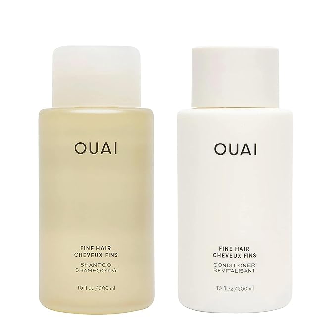 OUAI Fine Shampoo and Conditioner Set - Sulfate Free Shampoo and Conditioner for Women & Men - Made with Keratin, Marshmallow Root, Shea Butter & Avocado Oil - Free of Parabens & Phthalates (10 Fl Oz) - Bloomnest
