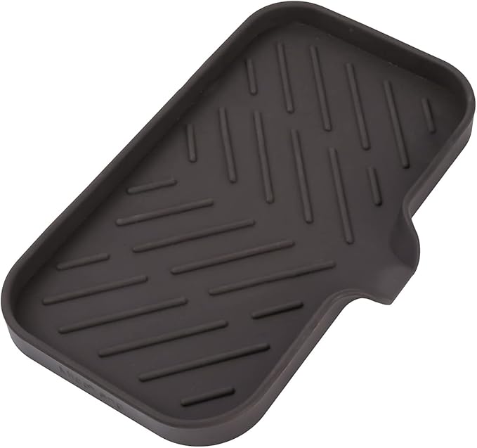Silicone Bathroom Soap Dishes with Drain Spout-Bathroom and Kitchen Sink Organizer,Sponge Holder,Dish Soap Tray,Perfect for Dispenser,Scrubber,Bottle,Cup on Sink or Counter-Coffee 9.6"×5.3" - Bloomnest