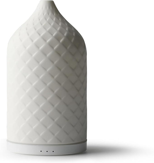 Essential Oil Diffuser for Home, Ceramic Aromatherapy Diffuser for Essential Oils, 120ml Oil Diffuser with Waterless Auto-Off and 7 LED Lights for Large Room Yoga Spa (White) - Bloomnest