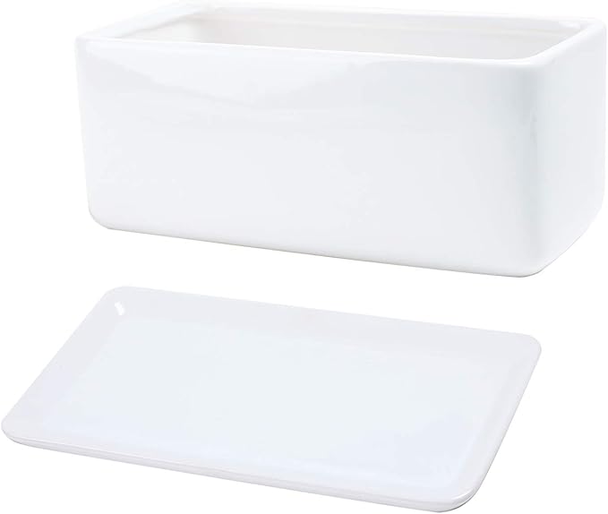 10 inch Rectangular White Ceramic Planter Pot Succulent Cactus Herb Flower Container Window Box Saucer Removable Drip Tray Base Drain Holes Home Office Indoor Outdoor Garden Desktop - Bloomnest