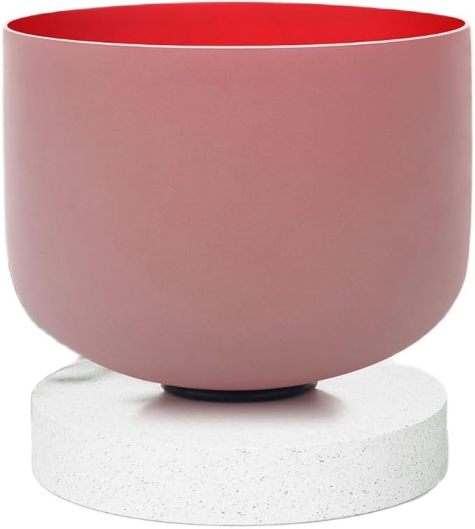 KVKA 432 Hz 8 Inch C Note Crystal Singing Bowl Root Chakra Red Color with Carrying Case - Bloomnest