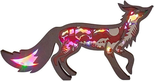 3D Wooden Animal Carving Multi-Color LED Night Light, Wood Carving Light, Modern Home Decoration, Decorative Tables, Cabinets, Living Rooms, Bedrooms, Offices, Farmhouses, Bookshelves, Perfect Gifts - Bloomnest