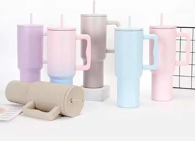 Outdoor Tumbler, 40 oz, Double-Wall Insulated, Ergonomic Handle with Lid Straw (Light Blue) - Bloomnest