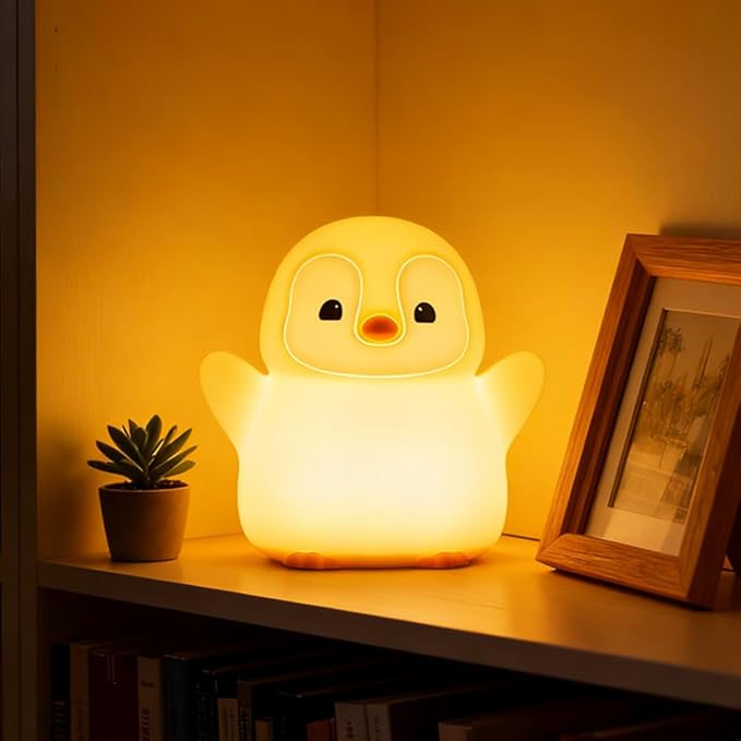 Penguin Nursery Night Light,LED Squishy Silicone Lamp,2 Levels Dimmable Bedroom Nightlight for Kids,Touch Light,Dorm Decor lamp,Baby Boys Girls Gifts (Standing Penguin) - Bloomnest